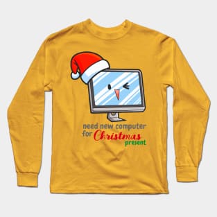 New cute christmas computer for present Long Sleeve T-Shirt